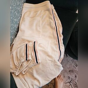 Lou Grey Set - Ivory with Navy/Orange Side Stripe - XL